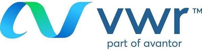 VWR logo featuring a blue and green ribbon-style symbol beside blue “VWR” lettering with the tagline “part of Avantor” on a white background