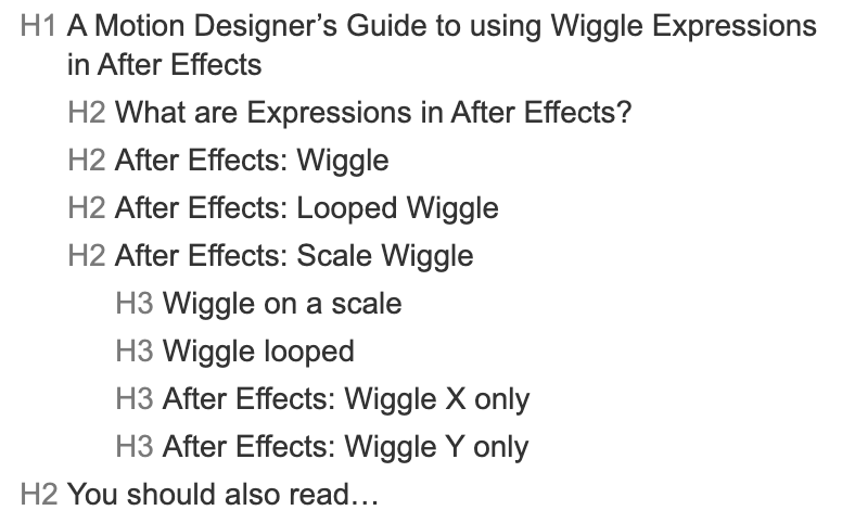 Example of heading structure for content accessibility