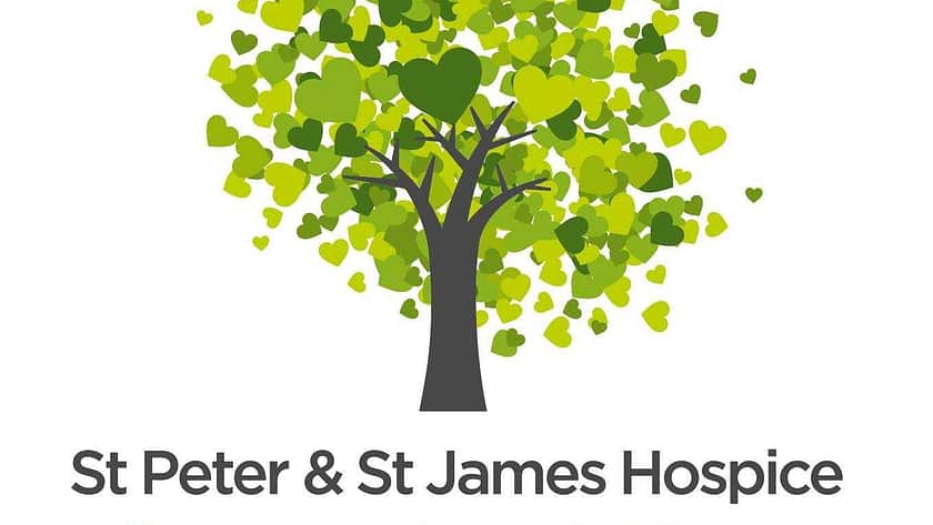 St Peter & St James Hospice logo featuring green heart-shaped tree symbol representing compassionate care and support services in Sussex