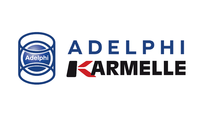 Adelphi Karmelle company logo representing liquid filling, packaging machinery, and industrial automation solutions brand