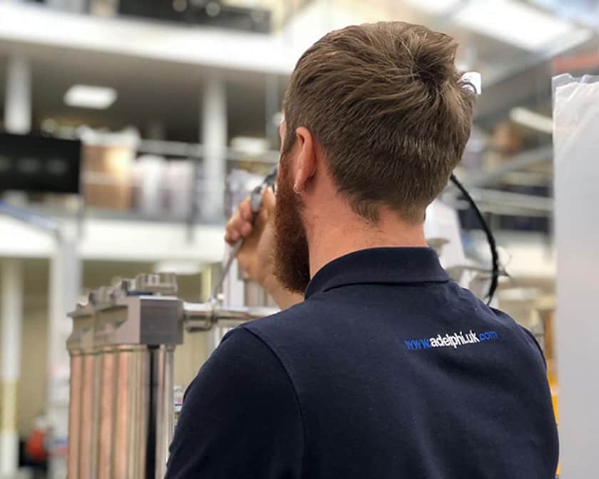 Adelphi P Erson fixing machine showing from the back