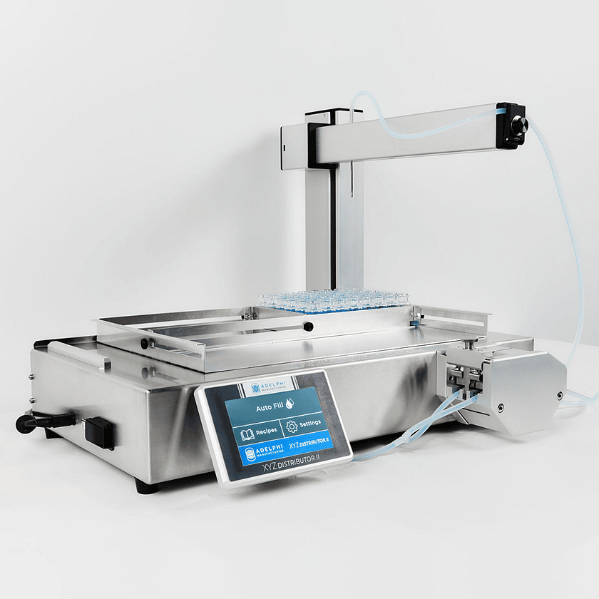 Adelphi Manufacturing XYZ Distributor II Full Left Side View Filled Vials 1 SQUARE 1000 x 1000