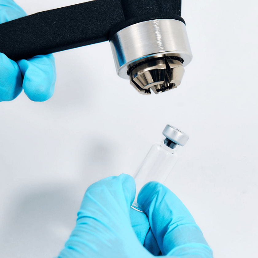 Adelphi Products 0168 Vial Crimping Tongs In Use 600 x 600