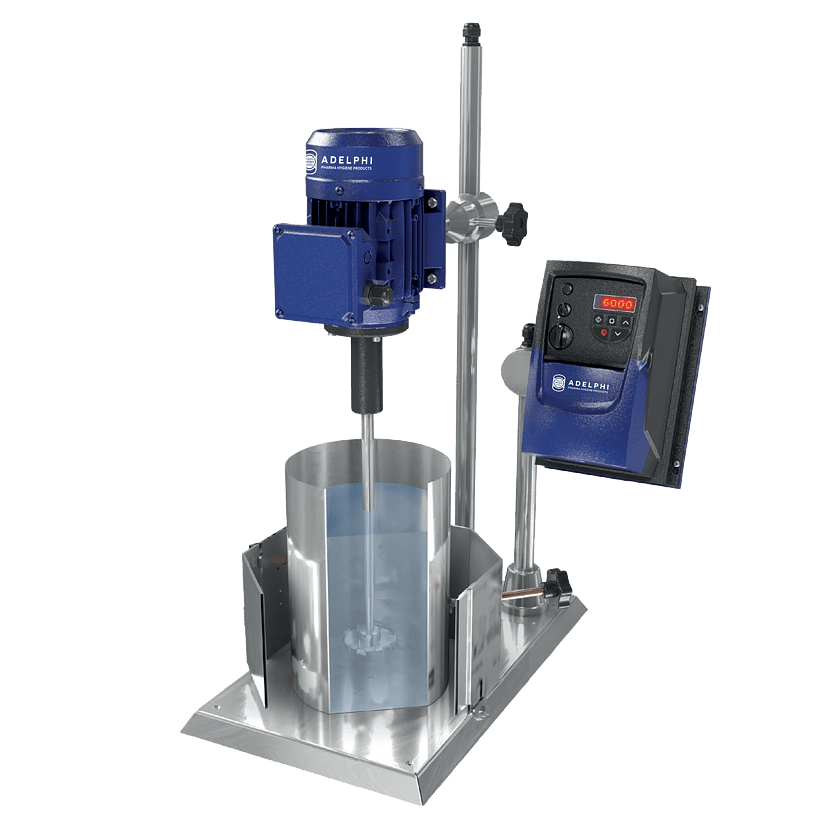 Laboratory high shear mixer with variable speed control for homogenisation, emulsification and powder-liquid mixing applications.