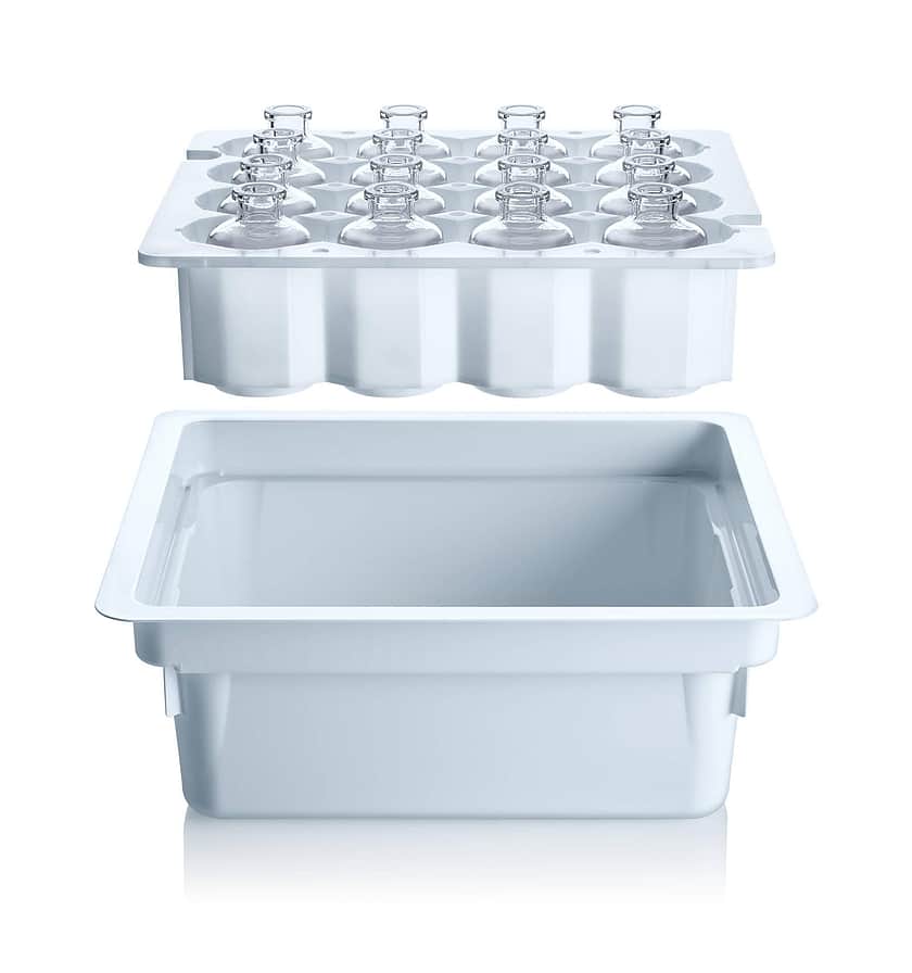 Schott adaptiq 50r sterile vials in cup nest