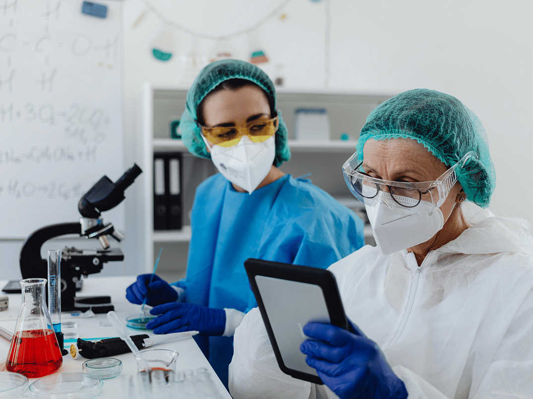 Two people working in a lab